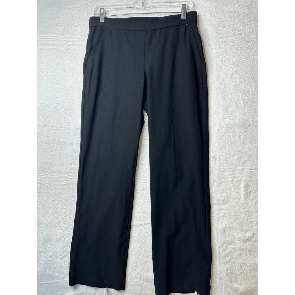 Eileen Fisher Pants Womens PM Black Petite Knit Pull On Straight Leg Pocket